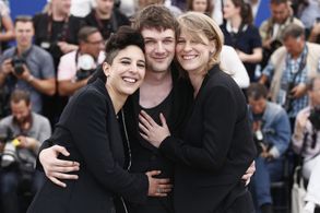 Marie Amachoukeli-Barsacq, Claire Burger, and Samuel Theis at an event for Party Girl (2014)