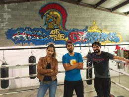 On the set of Concrete Canvas with Angie Sanchez and Luis Rodriguez