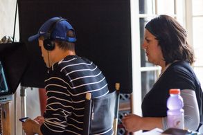 With director & co-writer, Noah Bewley, on the set of R4CH43L