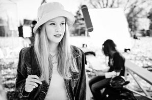 Katie on the set of Two Secrets