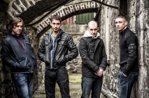Peter Coonan, Robert Sheehan, Tom Vaughan-Lawlor, and Killian Scott in Love/Hate (2010)