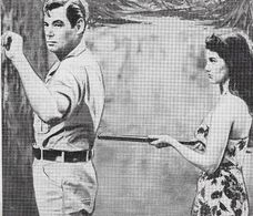 Judy Walsh and Johnny Weissmuller in Cannibal Attack (1954)