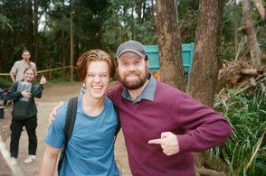 Oliver Cameron and Christopher Sommers on the set of The Trip (2022)