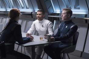 Wilson Cruz, Anthony Rapp, and Mary Wiseman in Star Trek: Discovery (2017)
