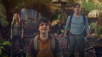 Brendan Fraser, Josh Hutcherson, and Aníta Briem in Journey to the Center of the Earth (2008)