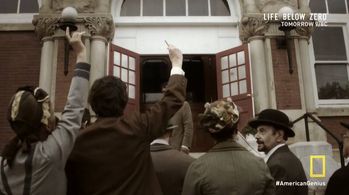 National Geographic's series, American Genius, as reporter challenging Edison on AC vs DC current differences...episode 