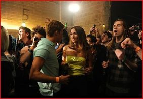 Sean Leser and Lola Kirke on set of 