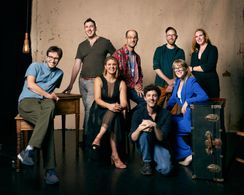 LOS ANGELES, CALIFORNIA - AUGUST 19: Zak Stoltz, Ethan Feldbau, Elle Shaw, Daniel Scheinert, Ben Brewer, Jeff Desom, Eri