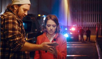 Wyatt Kuether and Lauren Ashley Carter in Gags the Clown (2018)