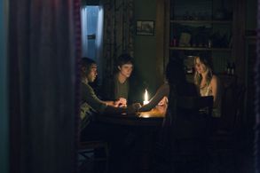 Douglas Smith, Lucien Laviscount, Jenna Kanell, and Cressida Bonas in The Bye Bye Man (2017)