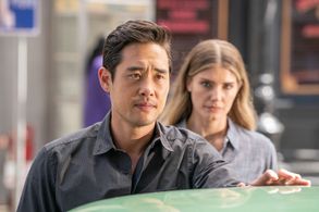 Raymond Lee and Caitlin Bassett in Quantum Leap (2022)