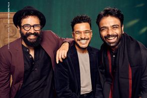Sujay Dahake, Sarang Sathaye, and Om Bhutkar at an event for Shyamchi Aai (2023)