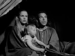 Bibi Andersson, Tommy Karlsson, and Nils Poppe in The Seventh Seal (1957)