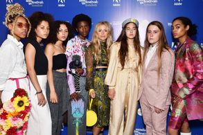 Crystal Moselle, Rachelle Vinberg, Nina Moran, Ajani Russell, Jules Lorenzo, Brenn Lorenzo, and Kabrina Adams at an even