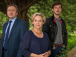 Amanda Burton, Neil Dudgeon, and Gwilym Lee in Midsomer Murders (1997)