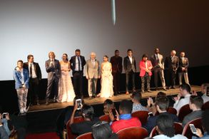 Cast of Transformers The Last Knight on stage at Premiere.