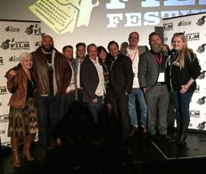 Actor Josephine Zeitlin, with cast and crew of 