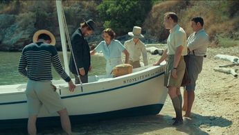 Keeley Hawes, Alexis Georgoulis, Josh O'Connor, Constantin Symsiris, Milo Parker, and Callum Woodhouse in The Durrells (