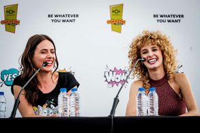 Itziar Ituño and Esther Acebo in Money Heist: The Phenomenon (2020)