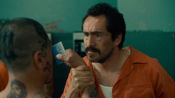 J. Eddie Martinez and Demian Bichir on the set of A Better Life