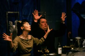 Adelle Lutz and Glenn Shadix in Beetlejuice (1988)