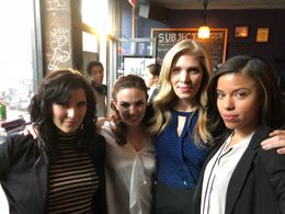 Marzy Hart, Stacey Maltin, Thea McCartan and Flor De Liz Perez after getting the martini shot on Big Exit.