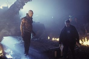 Matthew McConaughey (left) on set between takes