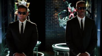 Matty Castano and Dymone Priestley in The Masked Singer