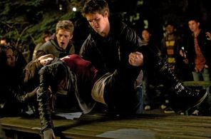 Kayla Ewell, Zach Roerig, Steven R. McQueen, and Nina Dobrev in The Vampire Diaries (2009)