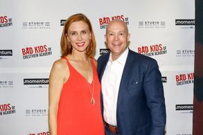 Actor Susana Gibb (Mrs. Jackson) and James (Producer/Co-writer) - Premiere of Bad Kids of Crestview Academy at Studio Mo