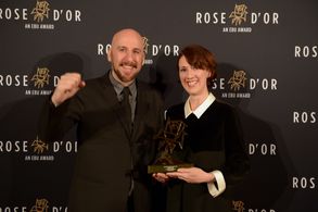 Jeff Tudor and Adrienne Liron with the Rose d'Or Award 2018