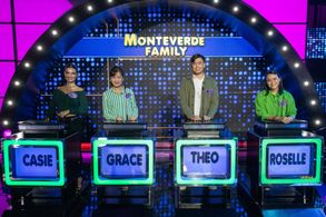 Roselle Y. Monteverde, Theodore Monteverde, Casie Banks, and Grace Monteverde in Family Feud Philippines (2022)