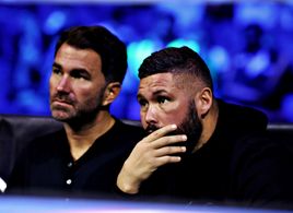 Tony Bellew and Eddie Hearn in DAZN Boxing: Undisputed Lightweight Championship: Katie Taylor vs. Karen Elizabeth Caraba