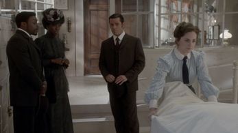 Clé Bennett, Yannick Bisson, Miranda Edwards, and Georgina Reilly in Murdoch Mysteries (2008)