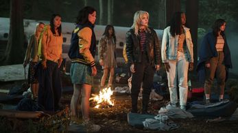 Mya Lowe, Sophie Nélisse, Jane Widdop, Courtney Eaton, Sophie Thatcher, Alexa Barajas, and Princess Davis in Yellowjacke