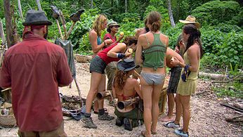 Colby Donaldson, Jerri Manthey, Rupert Boneham, Candice Cody, Parvati Shallow, and Russell Hantz in Survivor (2000)