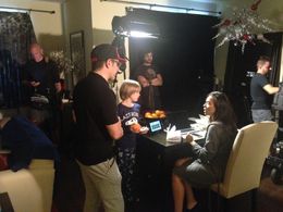 Director JRay Rodriguez 'behind the scenes' With Mason McNulty and Valenzia Algarin.