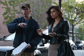 Marissa Jade & John-Luke Montias on set of Greed