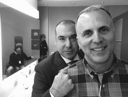 With Rick Hoffman on the set of 