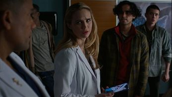 Still of Fiona Gubelmann, Luke Slattery, Hill Harper, and Aman Mann in The Good Doctor Season 3, Episode 17 