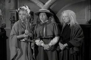 Margaret Hamilton, Marie Blake, and Carolyn Jones in The Addams Family (1964)