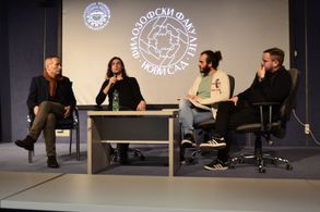 Vladimir Bilenjki at a lecture for Dad at the Faculty of Philosophy in Novi Sad