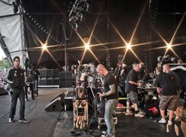 On stage at Rage Against The Machine before the show- June 2010