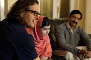 Davis Guggenheim, Malala Yousafzai, and Ziauddin Yousafzai in He Named Me Malala (2015)