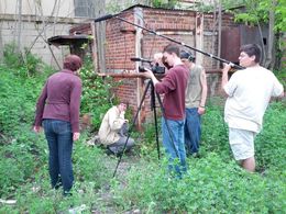 On the set of The Vampire as the Homeless Man.