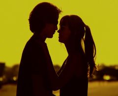 Celeste with Blake Michael on the set of 