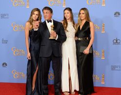 Sylvester Stallone, Sophia Rose Stallone, Sistine Rose Stallone, and Scarlet Rose Stallone at an event for 73rd Golden G