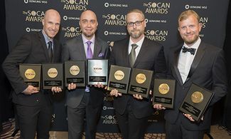 Graeme Cornies with his writing partners Brian Pickett, James Chapple and David Brian Kelly after receiving two 2017 SOC