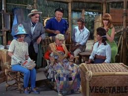 Jim Backus, Bob Denver, Alan Hale Jr., Tina Louise, Russell Johnson, Natalie Schafer, and Dawn Wells in Gilligan's Islan