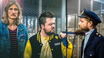 Henrik Nyblom, Marcus Berggren, and Carl Stanley in Motorcykelkriget (2018)